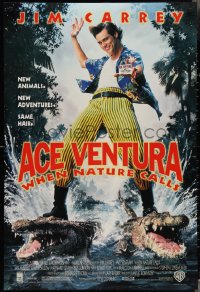 3g0666 ACE VENTURA WHEN NATURE CALLS DS 1sh 1995 wacky Jim Carrey on crocodiles by John Alvin!