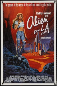 3g0671 ALIEN FROM LA 1sh 1988 artwork of Kathy Ireland in sexy white shirt by Larry Salk!