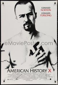 3g0676 AMERICAN HISTORY X DS 1sh 1998 Edward Norton & Edward Furlong as skinhead neo-Nazis!