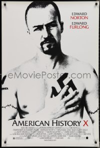 3g0677 AMERICAN HISTORY X 1sh 1998 Edward Norton & Edward Furlong as skinhead neo-Nazis!