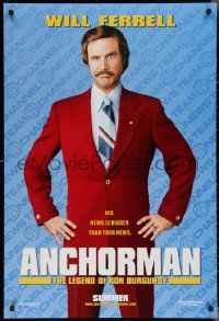 3g0679 ANCHORMAN teaser DS 1sh 2004 The Legend of Ron Burgundy, image of newscaster Will Ferrell!