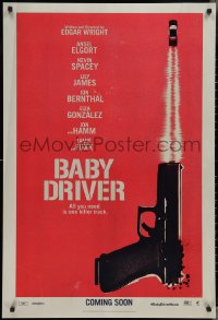 3g0689 BABY DRIVER int'l teaser DS 1sh 2017 Elgort in the title role, Spacey, James, Jon Bernthal!