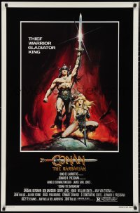 3g0724 CONAN THE BARBARIAN advance 1sh 1982 Arnold Schwarzenegger & sexy Sandahl Bergman by Casaro!