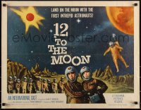 3g0524 12 TO THE MOON 1/2sh 1960 land on the moon with the intrepid first astronauts, cool art!