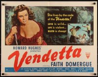 3g0584 VENDETTA style B 1/2sh 1950 Howard Hughes, Zamparelli art of sexy Faith Domergue w/ knife!