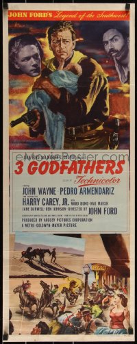 3g0590 3 GODFATHERS insert 1949 cowboy John Wayne in John Ford's Legend of the Southwest, very rare!