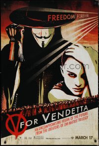 3g1000 V FOR VENDETTA teaser 1sh 2005 Wachowskis, Natalie Portman, Hugo Weaving w/ raised fist!