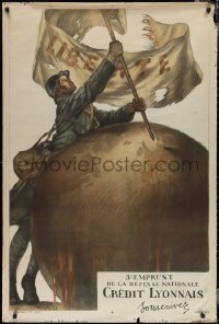 3g0392 3E EMPRUNT DE LA DEFENSE NATIONALE 32x47 French WWI war poster 1917 Liberte by Abel Faivre!