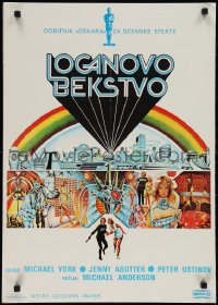 3g0108 LOGAN'S RUN Yugoslavian 20x28 1976 art of Michael York & Jenny Agutter running away by Charles Moll!