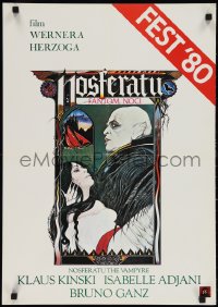 3g0114 NOSFERATU THE VAMPYRE Yugoslavian 19x27 1980 Klaus Kinski, Werner Herzog, Palladini vampire art!