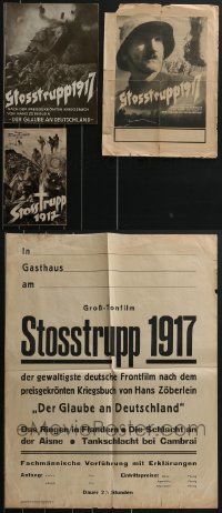 3h0445 LOT OF 1 GERMAN POSTER 1 HERALD & 2 PROGRAMS FROM STOSSTRUPP 1917 1934 forbidden WWII movie!