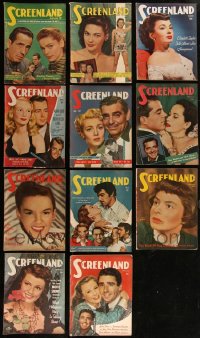 3h0292 LOT OF 11 SCREENLAND MOVIE MAGAZINES 1940s-1950s filled with great images & articles!