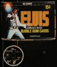 3h0509 LOT OF 1 BOX OF ELVIS PRESLEY BUBBLE GUM CARDS & 1 MINI-CD PICTURE DISC 1970s-2000s cool!