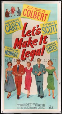 3j0417 LET'S MAKE IT LEGAL linen 3sh 1951 sexy Marilyn Monroe, Claudette Colbert & cast, ultra rare!