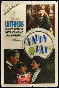 3j0443 PADDY O'DAY linen 40x60 1936 Jane Withers & Rita Hayworth when she was Rita Cansino, rare!