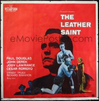 3j0396 LEATHER SAINT linen 6sh 1956 boxing priest John Derek, Paul Douglas, Jody Lawrance, rare!