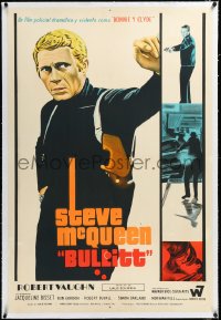 3j0712 BULLITT linen Argentinean 1968 different art of Steve McQueen, Peter Yates car chase classic!