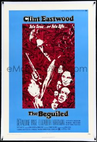 3j0876 BEGUILED linen 1sh 1971 cool psychedelic art of Clint Eastwood & Geraldine Page, Don Siegel