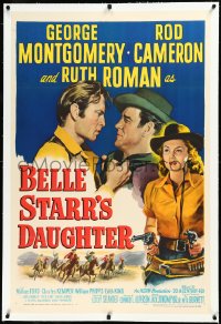 3j0879 BELLE STARR'S DAUGHTER linen 1sh 1948 Ruth Roman with 2 guns, George Montgomery, Rod Cameron!