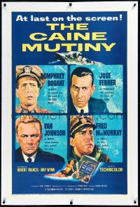 3j0897 CAINE MUTINY linen 1sh 1954 art of Humphrey Bogart, Jose Ferrer, Van Johnson & Fred MacMurray!