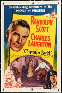 3j0898 CAPTAIN KIDD linen 1sh R1952 Randolph Scott, Charles Laughton, adventure of Prince of Pirates!