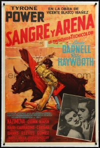 3j0654 BLOOD & SAND linen Colombian poster 1942 great art of matador, Tyrone Power & Rita Hayworth!