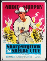 3j0700 QUICK GUN linen Danish 1964 art of cowboy Audie Murphy in the raw rampaging fury of the West!