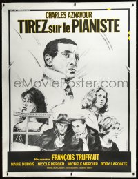 3j0482 SHOOT THE PIANO PLAYER linen French 1p R1970s Francois Truffaut, art by Catherine Feuillie!