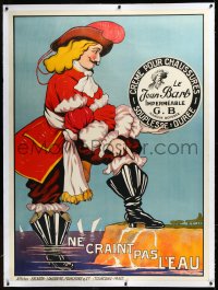 3j0498 LE JEAN BART linen French 46x62 advertising poster 1930 naval commander art for boot cream!