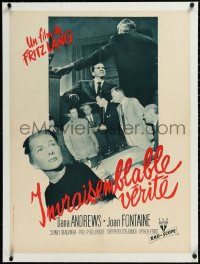 3j0724 BEYOND A REASONABLE DOUBT linen French 24x32 1957 Fritz Lang, Dana Andrews, Fontaine, rare!