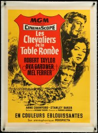 3j0729 KNIGHTS OF THE ROUND TABLE linen French 23x31 R1960s Robert Taylor, Ava Gardner, very rare!