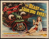 3j0613 BEAST WITH 1,000,000 EYES linen 1/2sh 1955 Albert Kallis art of monster attacking girl, rare!