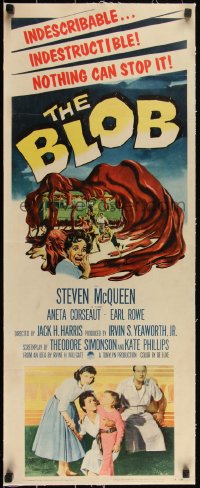 3j0582 BLOB linen insert 1958 Steve McQueen, cool art of the indescribable & indestructible monster!