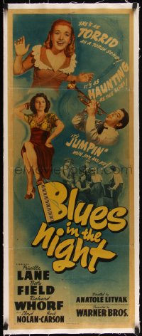 3j0583 BLUES IN THE NIGHT linen insert 1941 Priscilla Lane, Betty Field, Richard Whorf, very rare!