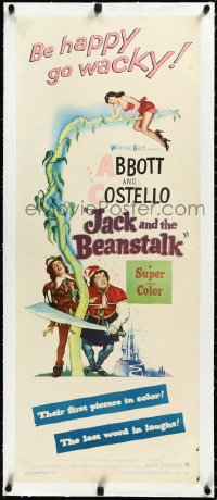 3j0599 JACK & THE BEANSTALK linen insert 1952 Abbott & Costello, their first picture in color!