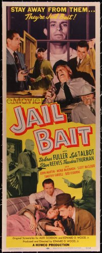 3j0600 JAIL BAIT linen insert 1954 Ed Wood, bad girl Dolores Fuller, Steve Reeves, ultra rare!