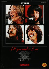 3j0222 BEATLES Japanese music poster 1976 Paul, John, Ringo, George, Let It Be, All You Need is Love