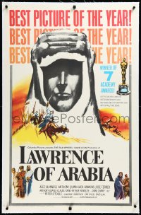 3j1029 LAWRENCE OF ARABIA linen style D 1sh 1963 David Lean, Peter O'Toole silhouette art, Oscars!