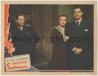 3j0284 SABOTEUR LC 1942 Alfred Hitchcock, Nazi spy looks at Robert Cummings & Priscilla Lane!