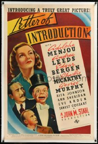 3j1033 LETTER OF INTRODUCTION linen 1sh 1938 Edgar Bergen & Charlie McCarthy, Leeds, Menjou, rare!