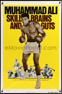 3j0166 SKILL BRAINS & GUTS 1sh 1975 best image of Muhammad Ali in boxing trunks & gloves raised!