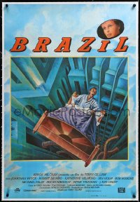 3j0747 BRAZIL linen Spanish 1985 Terry Gilliam, Jonathan Pryce, Robert De Niro, Lagarrigue art, rare!