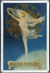 3j0787 BULOVA linen 28x42 advertising poster 1920s best Coles Phillips Goddess of Time, beyond rare!