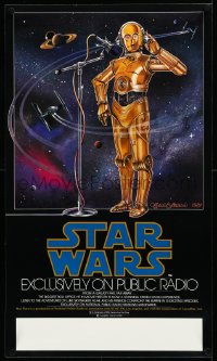 3j0202 STAR WARS RADIO DRAMA radio poster 1981 art of C-3PO at microphone by Celia Strain!