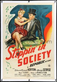 3j1131 STEPPIN' IN SOCIETY linen 1sh 1945 art of judge Edward Everett Horton & sexy Isabel Jewell!