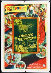 3j1136 TANGLED TELEVISION linen 1sh 1940 Columbia Color Rhapsody animated short, ultra rare!