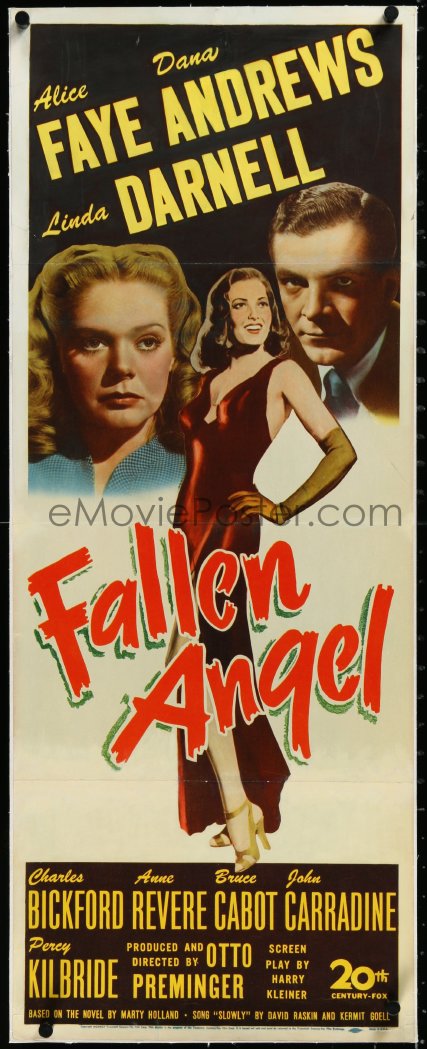 eMoviePoster.com: 3j0588 FALLEN ANGEL linen insert 1945 Preminger ...
