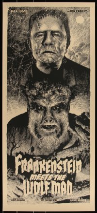 3k1553 FRANKENSTEIN MEETS THE WOLF MAN #16/225 16x36 art print 2014 Mondo, Elvisdead, regular ed.!