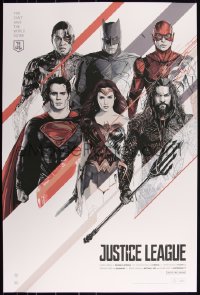 3k0781 JUSTICE LEAGUE #16/250 24x36 art print 2017 Mondo, art by Oliver Barrett!