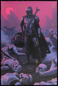 3k0849 MANDALORIAN 24x36 art print 2020 Star Wars bounty hunter w/'Baby Yoda', Kurtz, regular!